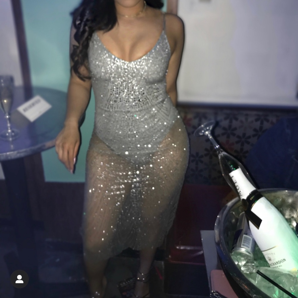 Aviana Silver sequin dress - as seen on JLO